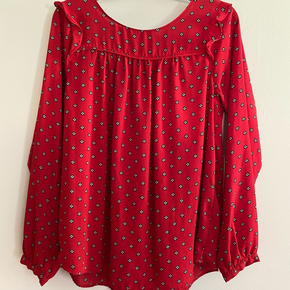 Ann Taylor Loft red long sleeve blouse